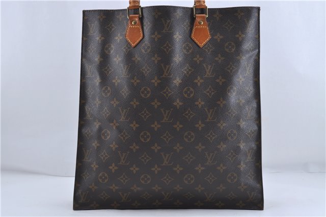 Authentic Louis Vuitton Monogram Sac Plat Hand Bag M51140 LV Junk 4639D