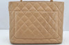 Authentic CHANEL Caviar Skin Medallion CC Logo Shoulder Tote Bag Beige 4639I