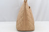 Authentic CHANEL Caviar Skin Medallion CC Logo Shoulder Tote Bag Beige 4639I