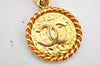 Authentic CHANEL Caviar Skin Medallion CC Logo Shoulder Tote Bag Beige 4639I