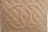 Authentic CHANEL Caviar Skin Medallion CC Logo Shoulder Tote Bag Beige 4639I