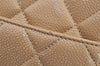 Authentic CHANEL Caviar Skin Medallion CC Logo Shoulder Tote Bag Beige 4639I