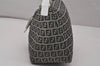 Authentic FENDI Zucchino Mamma Baguette Shoulder Bag Canvas Leather Navy 4640I