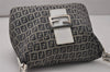 Authentic FENDI Zucchino Mamma Baguette Shoulder Bag Canvas Leather Navy 4640I