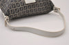 Authentic FENDI Zucchino Mamma Baguette Shoulder Bag Canvas Leather Navy 4640I