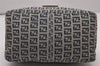Authentic FENDI Zucchino Mamma Baguette Shoulder Bag Canvas Leather Navy 4640I