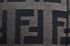 Authentic FENDI Zucchino Mamma Baguette Shoulder Bag Canvas Leather Navy 4640I