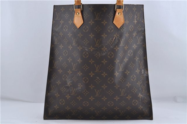 Authentic Louis Vuitton Monogram Sac Plat Hand Bag M51140 LV Junk 4642D