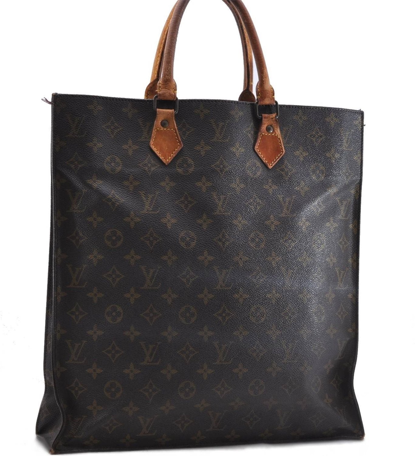 Authentic Louis Vuitton Monogram Sac Plat Hand Bag M51140 LV 4643D