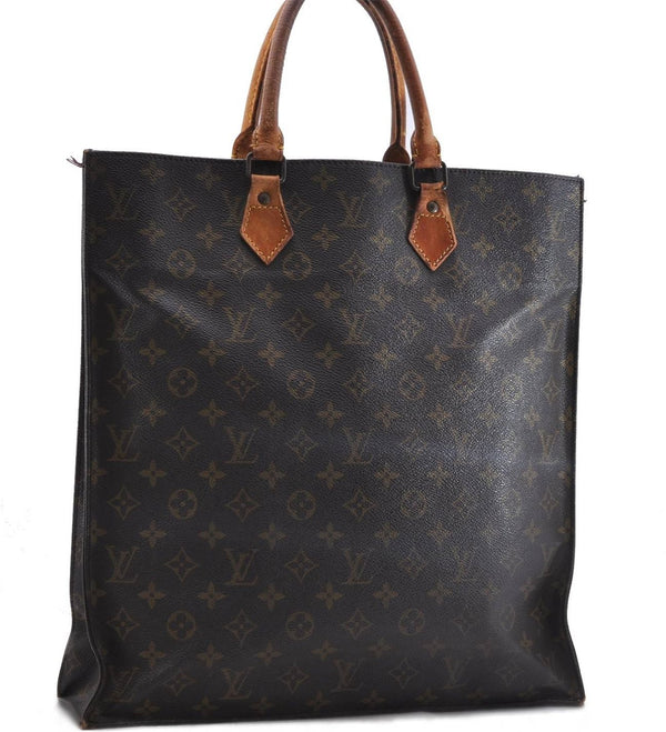 Authentic Louis Vuitton Monogram Sac Plat Hand Bag M51140 LV 4643D