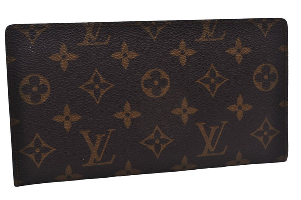 Authentic Louis Vuitton Monogram Porte Chequier Double M62223 Long Wallet 4643E