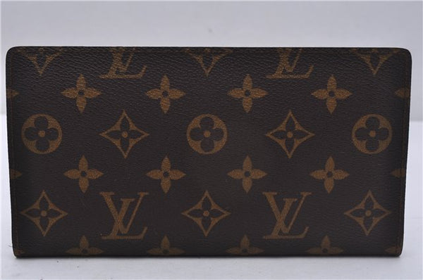 Authentic Louis Vuitton Monogram Porte Chequier Double M62223 Long Wallet 4643E