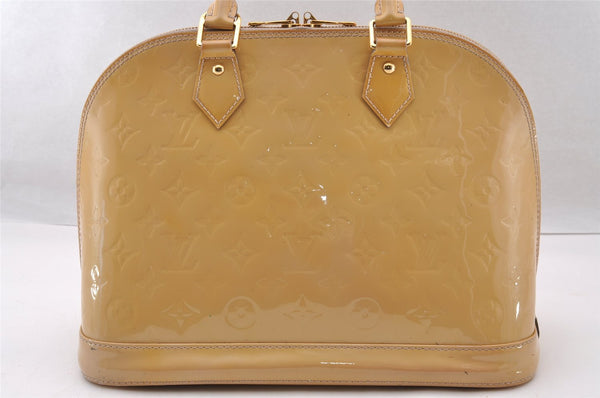 Authentic Louis Vuitton Vernis Alma PM Hand Bag Purse Beige Pink M91614 LV 4646I