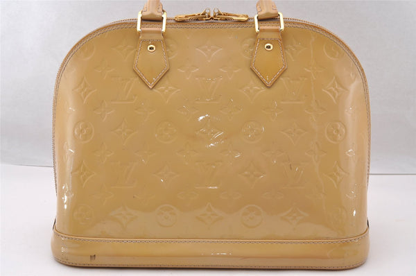 Authentic Louis Vuitton Vernis Alma PM Hand Bag Purse Beige Pink M91614 LV 4646I