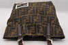 Authentic FENDI Vintage Zucca Shoulder Hand Bag Purse Nylon Leather Brown 4647I