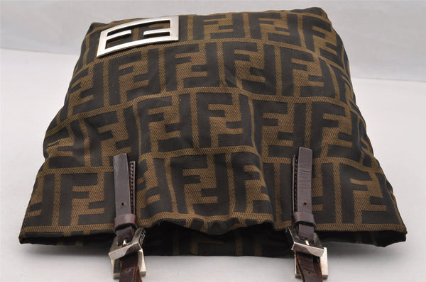 Authentic FENDI Vintage Zucca Shoulder Hand Bag Purse Nylon Leather Brown 4647I