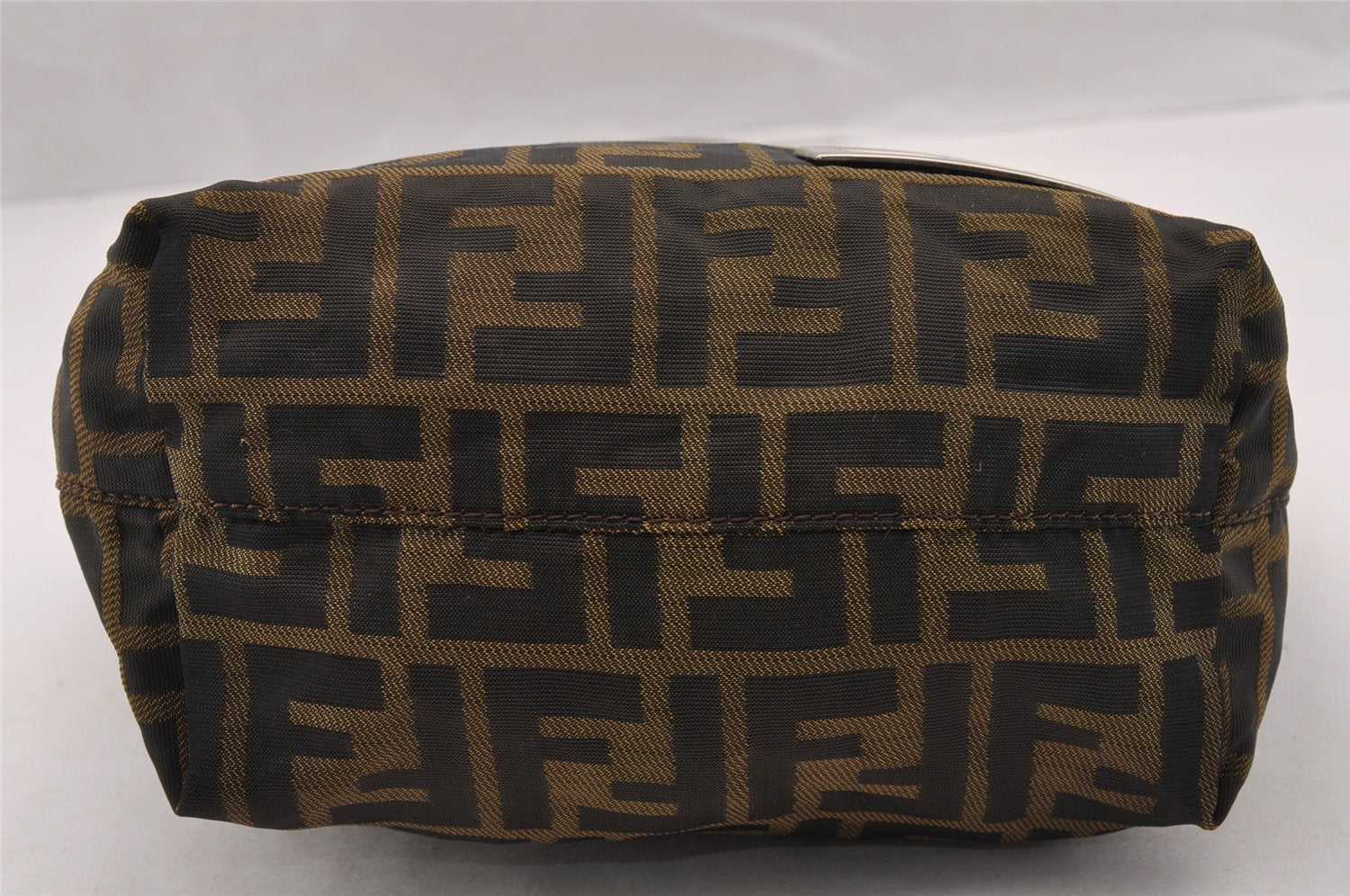 Authentic FENDI Vintage Zucca Shoulder Hand Bag Purse Nylon Leather Brown 4647I