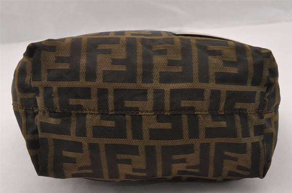 Authentic FENDI Vintage Zucca Shoulder Hand Bag Purse Nylon Leather Brown 4647I