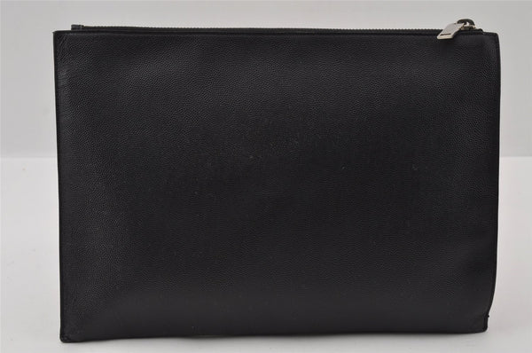 Authentic SAINT LAURENT Clutch Hand Bag Purse Leather TGR397294 Black 4650I