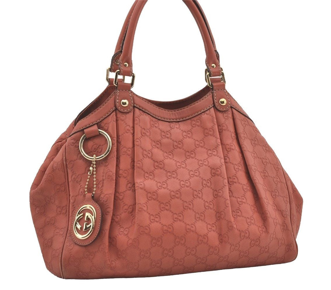 Authentic GUCCI Guccissima Sukey Shoulder Tote Bag GG Leather 211944 Pink 4655I
