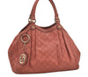 Authentic GUCCI Guccissima Sukey Shoulder Tote Bag GG Leather 211944 Pink 4655I