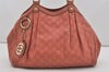 Authentic GUCCI Guccissima Sukey Shoulder Tote Bag GG Leather 211944 Pink 4655I