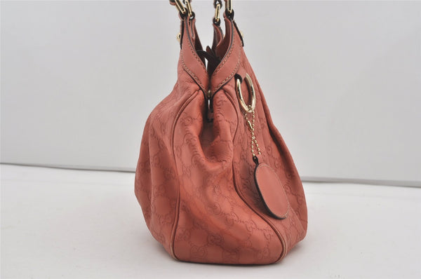 Authentic GUCCI Guccissima Sukey Shoulder Tote Bag GG Leather 211944 Pink 4655I