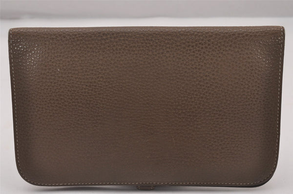 Authentic HERMES Dogon GM Vintage Leather Long Wallet Purse Brown 4657I