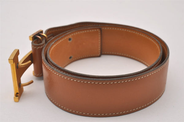 Authentic HERMES Vintage Leather Belt Size 70cm 27.6" Brown 4661I