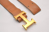 Authentic HERMES Vintage Leather Belt Size 70cm 27.6" Brown 4661I