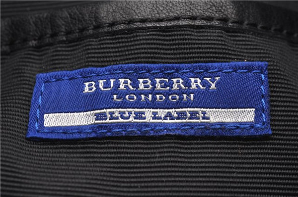 Auth BURBERRY BLUE LABEL Check Shoulder Cross Bag Cotton Leather Black 4662C