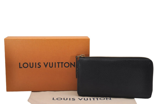 Auth Louis Vuitton Taurillon Portefeuille Comet Wallet M63102 Black LV Box 4662I