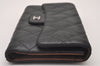 Authentic CHANEL Lamb Skin Matelasse Long Trifold Wallet Purse Black CC 4663I