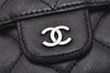 Authentic CHANEL Lamb Skin Matelasse Long Trifold Wallet Purse Black CC 4663I