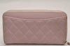 Authentic CHANEL Matelasse Caviar Skin CC Logo Long Wallet Purse Pink 4664I