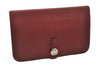 Authentic HERMES Dogon GM Vintage Leather Long Wallet Purse Red 4665I