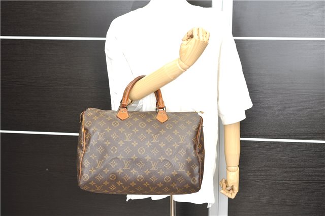 Authentic Louis Vuitton Monogram Speedy 35 Hand Boston Bag M41524 LV 4668D