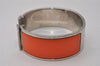 Authentic HERMES Clic Clac Bangle Bracelet Orange Silver 4668I