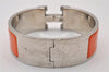 Authentic HERMES Clic Clac Bangle Bracelet Orange Silver 4668I