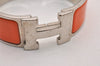 Authentic HERMES Clic Clac Bangle Bracelet Orange Silver 4668I