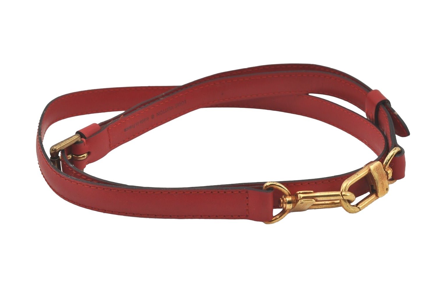 Authentic Louis Vuitton Leather Shoulder Strap Red 40.4-47.2