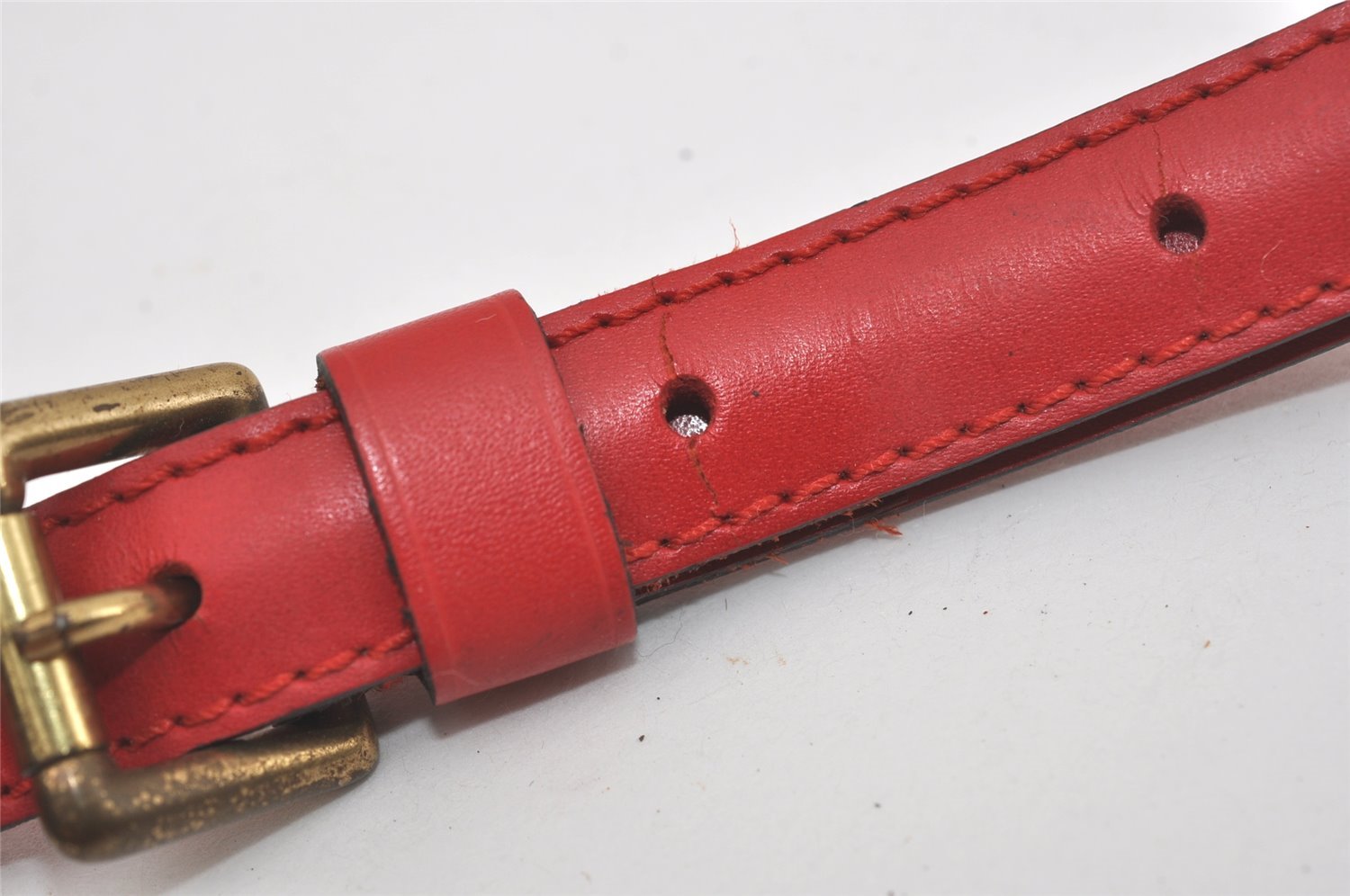 Authentic Louis Vuitton Leather Shoulder Strap Red 40.4-47.2