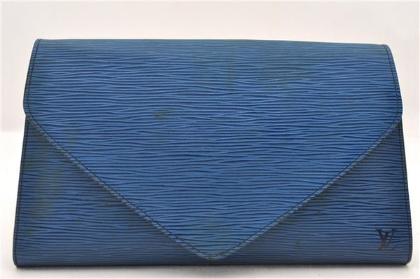 Authentic LOUIS VUITTON Epi Arts Deco Clutch Bag Blue M52635 LV 4673C