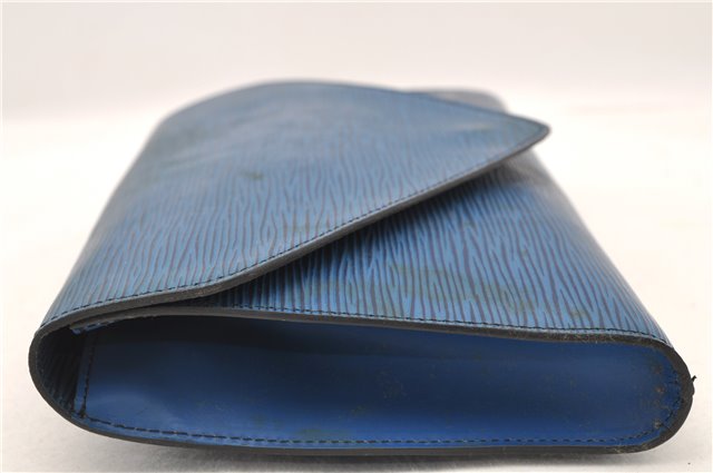 Authentic LOUIS VUITTON Epi Arts Deco Clutch Bag Blue M52635 LV 4673C