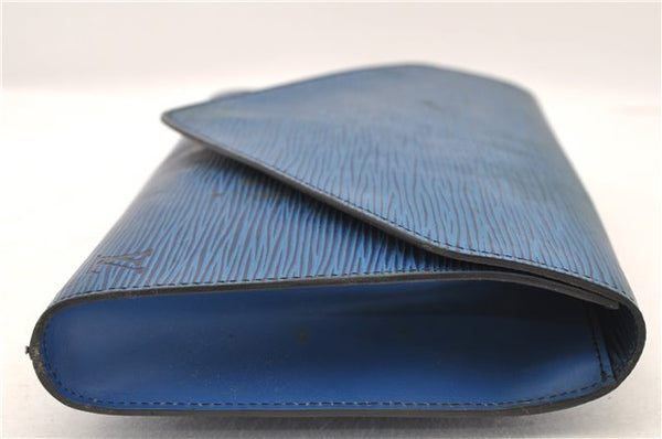 Authentic LOUIS VUITTON Epi Arts Deco Clutch Bag Blue M52635 LV 4673C