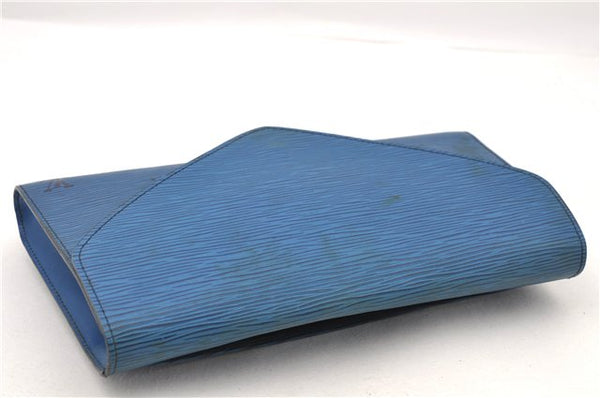 Authentic LOUIS VUITTON Epi Arts Deco Clutch Bag Blue M52635 LV 4673C
