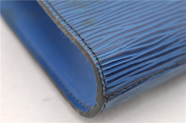 Authentic LOUIS VUITTON Epi Arts Deco Clutch Bag Blue M52635 LV 4673C