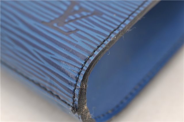 Authentic LOUIS VUITTON Epi Arts Deco Clutch Bag Blue M52635 LV 4673C