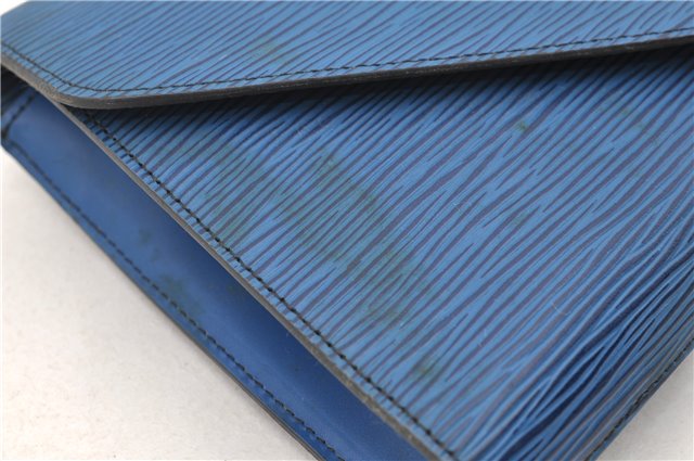 Authentic LOUIS VUITTON Epi Arts Deco Clutch Bag Blue M52635 LV 4673C