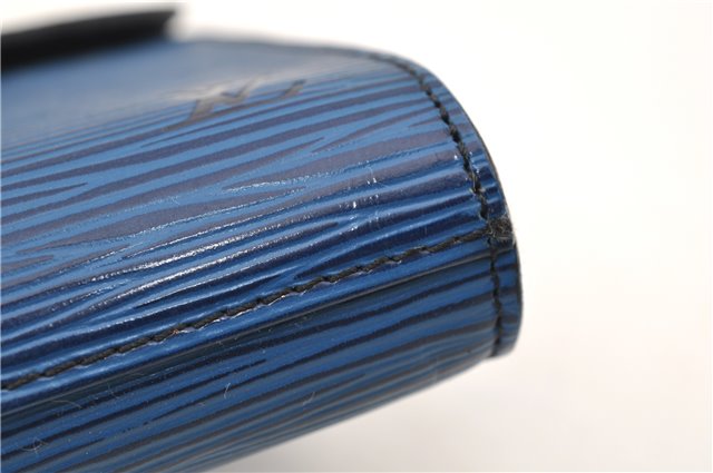 Authentic LOUIS VUITTON Epi Arts Deco Clutch Bag Blue M52635 LV 4673C